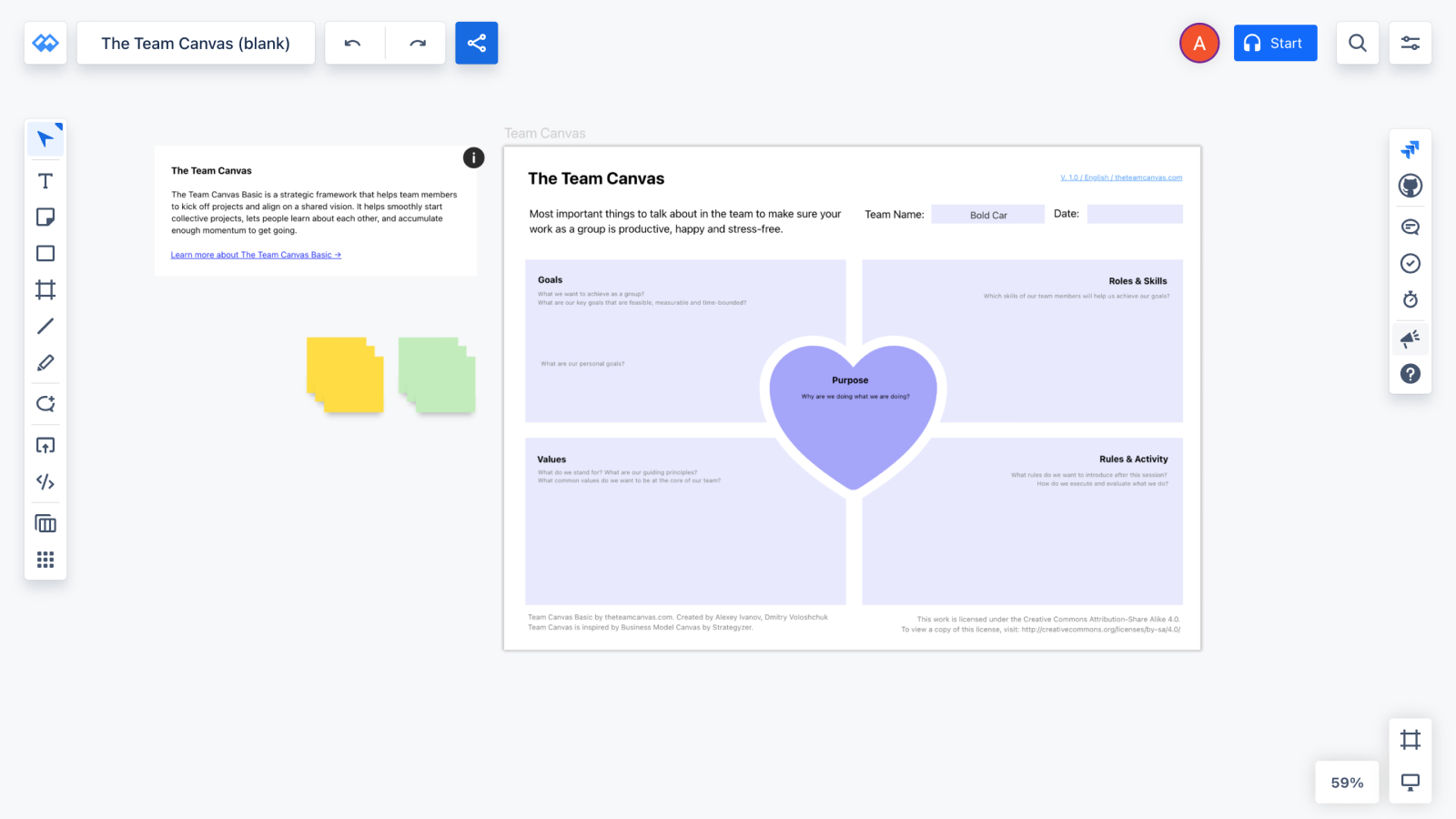 Team Canvas Template Whiteboards.io